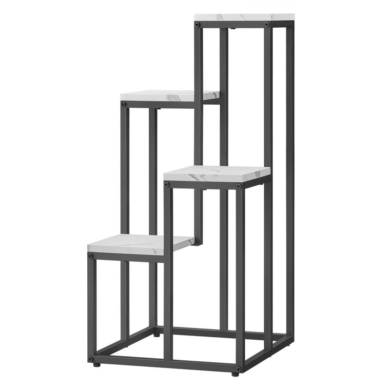 Regał kwietnik 4 półki, - marmur / nogi czarne