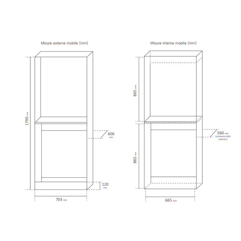 Mobile contieni lavatrice e asciugatrice a colonna bianco - 2