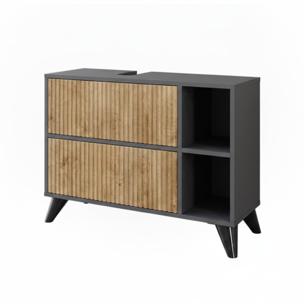 Vicco Szafka pod umywalkę Leano, Antracyt/dąb górski, 80 x 62 cm z 2 szufladami