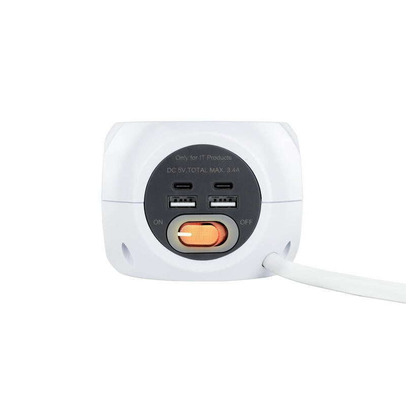 Regleta Nanocable 10.37.0001/ 3 Tomas de corriente/ 2 USB - 2 USB Tipo-C/ Blanca - 2