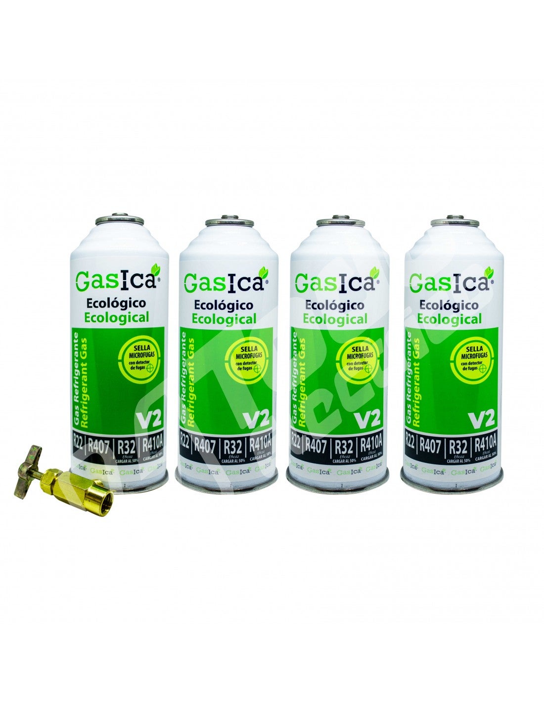 Pack 4 Botellas Gas refrigerante orgánico GASICA V2 sustituto R22/R407/R290 y R410A 226gr + Llave de servicio - 6