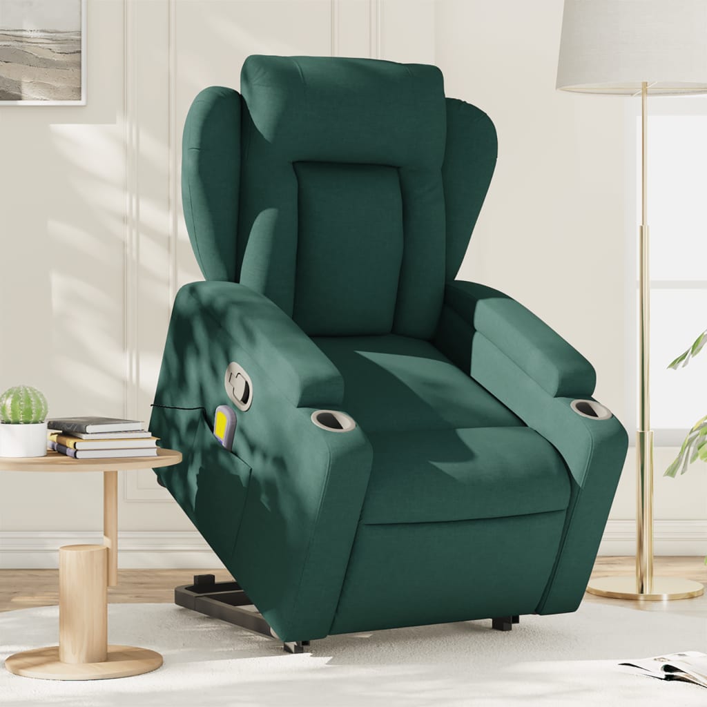 Sillón Masaje Reclinable Tela Verde Oscuro Leroy Merlin