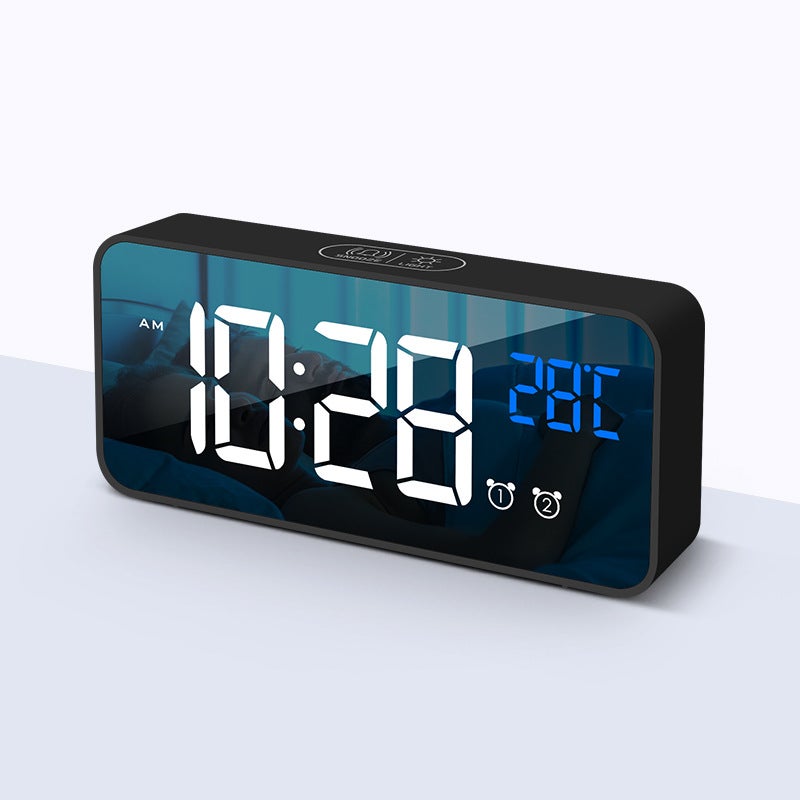 Réveil numérique, réveil LED avec fonction snooze, chargement par ports USB (noir) - 5