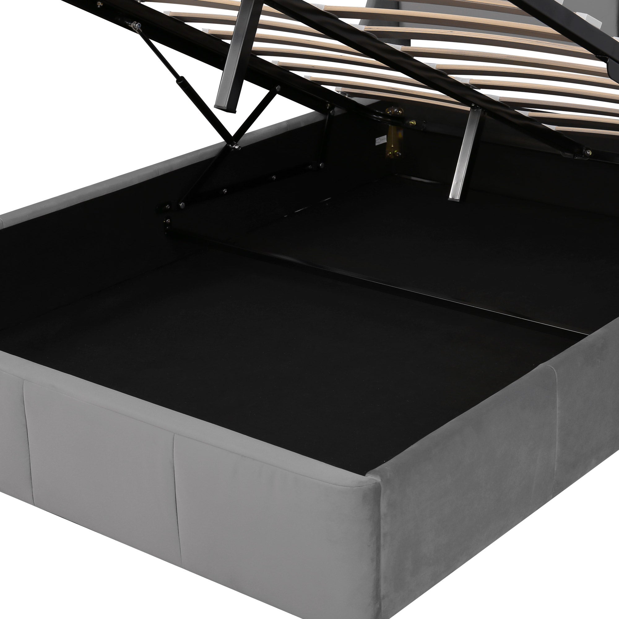 Cama contenedor con cabecero - 140 x 190 cm - terciopelo - estilo contemporáneo - para adultos - gris - 6