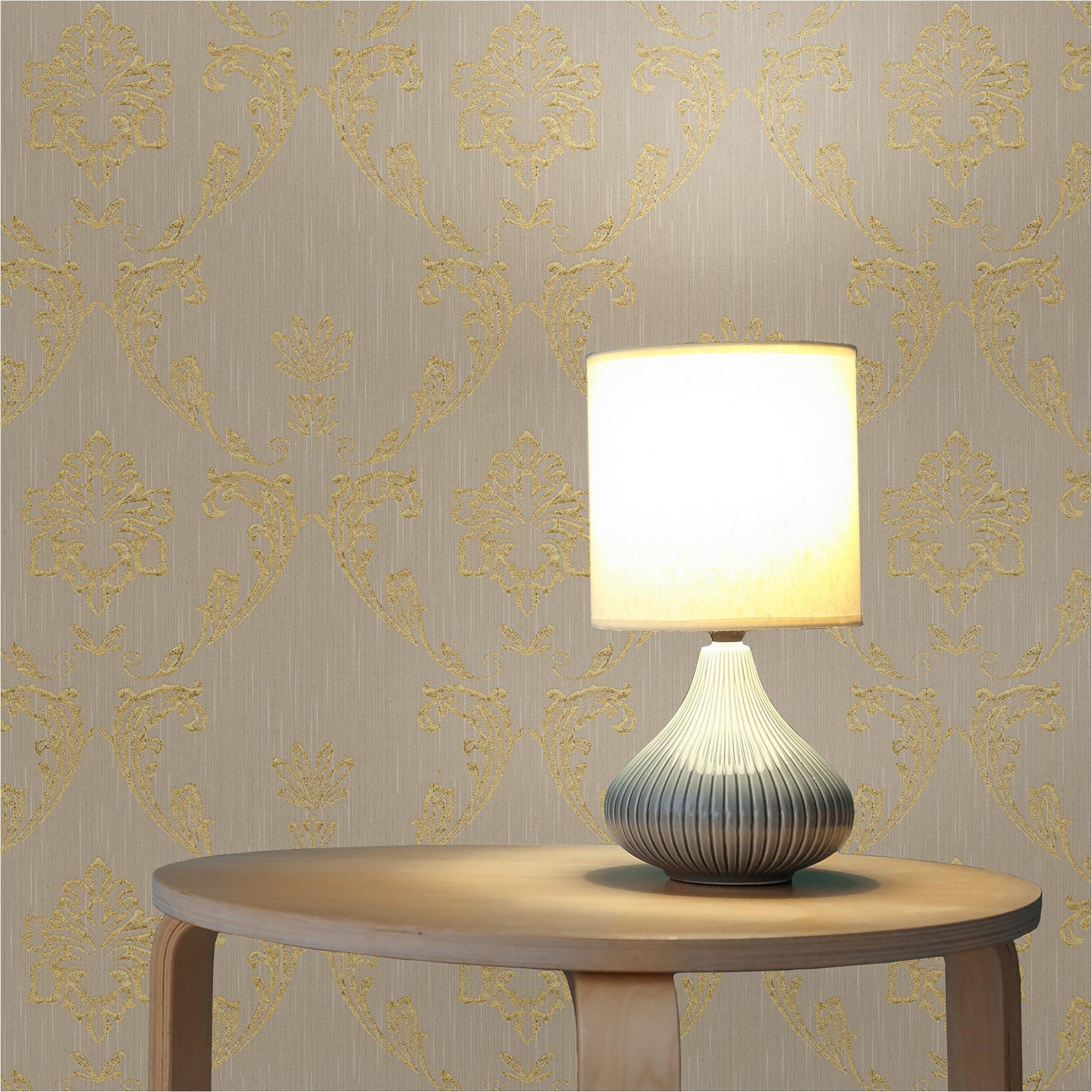 Papier Peint Baroque Giulia M1-No.2171 – Tadessi, Or Et Beige, Non-tissé