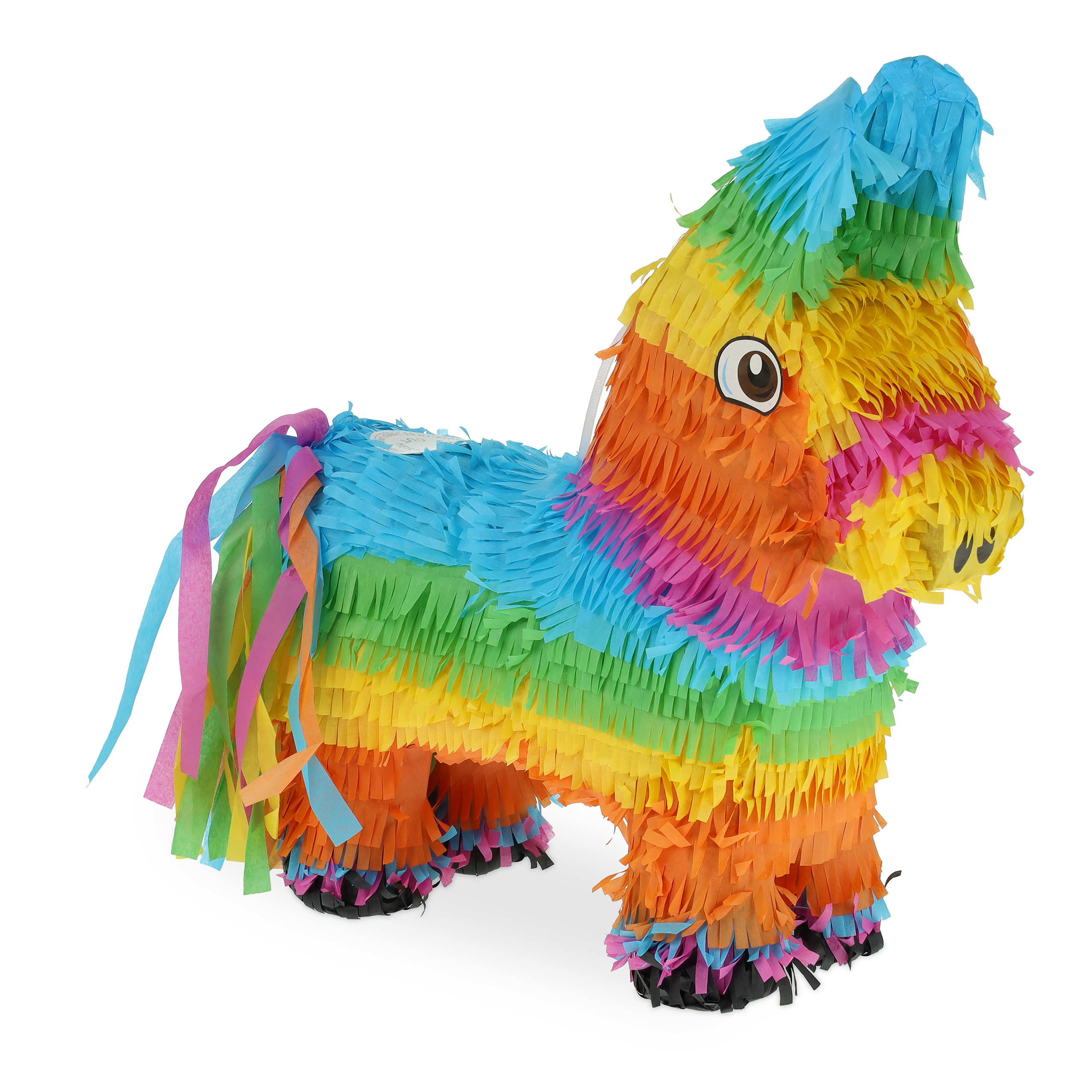 Relaxdays piñata burro, juego fiesta cumpleaños, para colgar, dulces, niños y niñas, 38x35x12 cm, arcoíris, multicolor