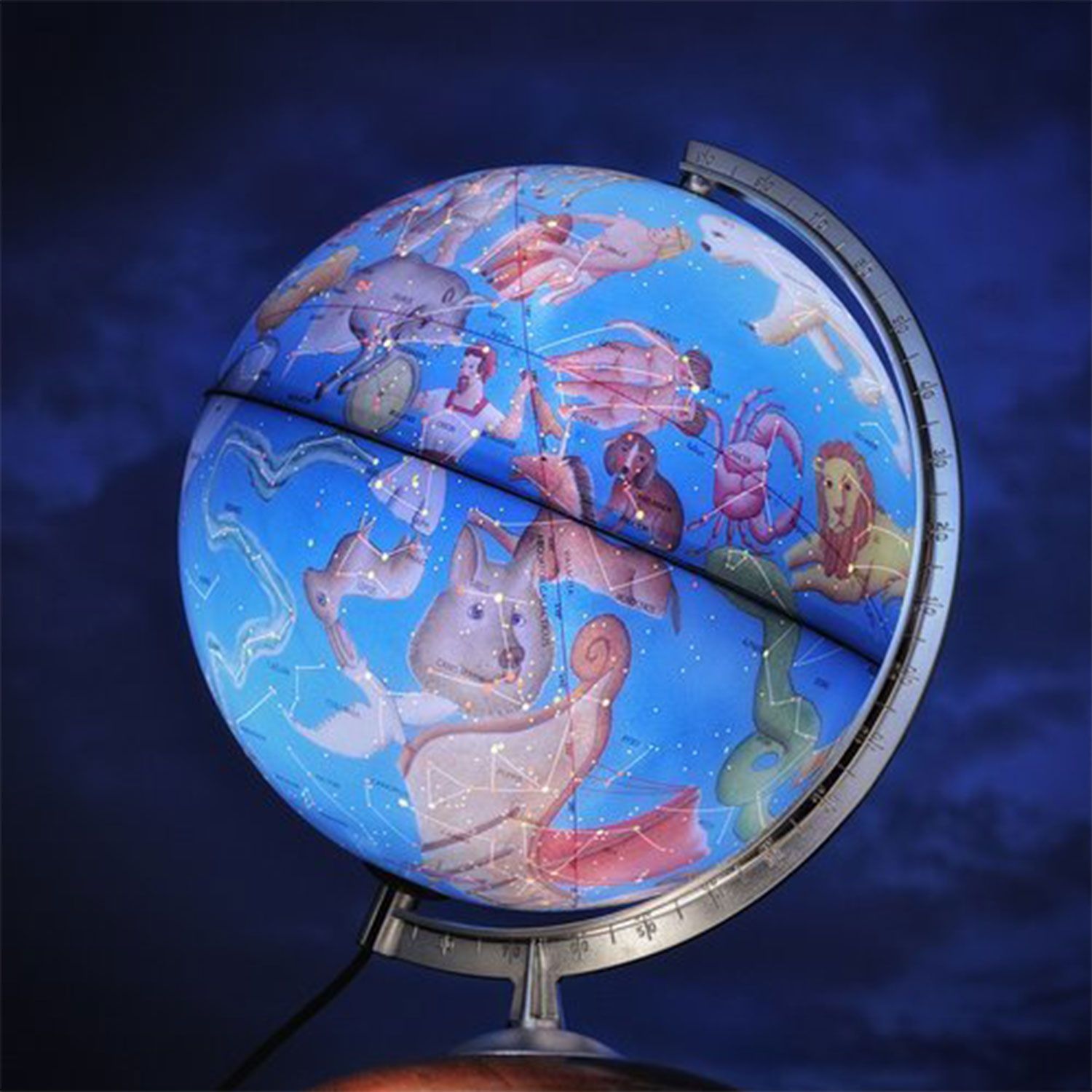 Mappamondo Illuminato Exerz 23cm - Mappa Politica E Costellazioni, LED, Supporto Metallo, Con Batterie (Non Incluse) - Foto 7
