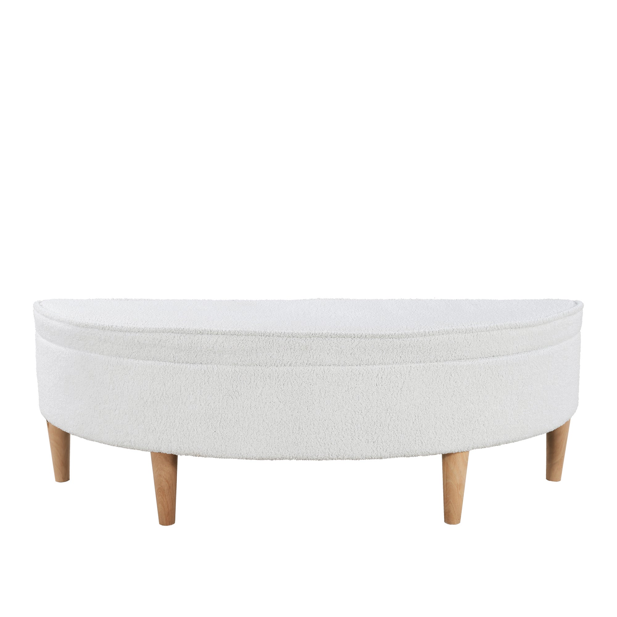 Banc de chevet semi-circulaire en peluche avec espace de rangement - 119 x 40 x 39 cm - pour chambre ou salle à manger - Gris - 7