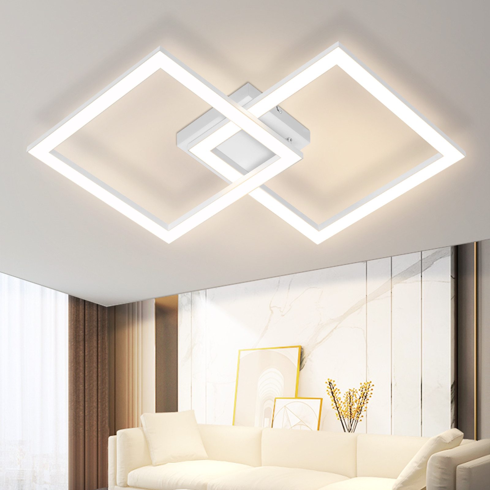 ZMH Lampa sufitowa LED nowoczesna kwadratowa czarna do salonu i kuchni 3000K