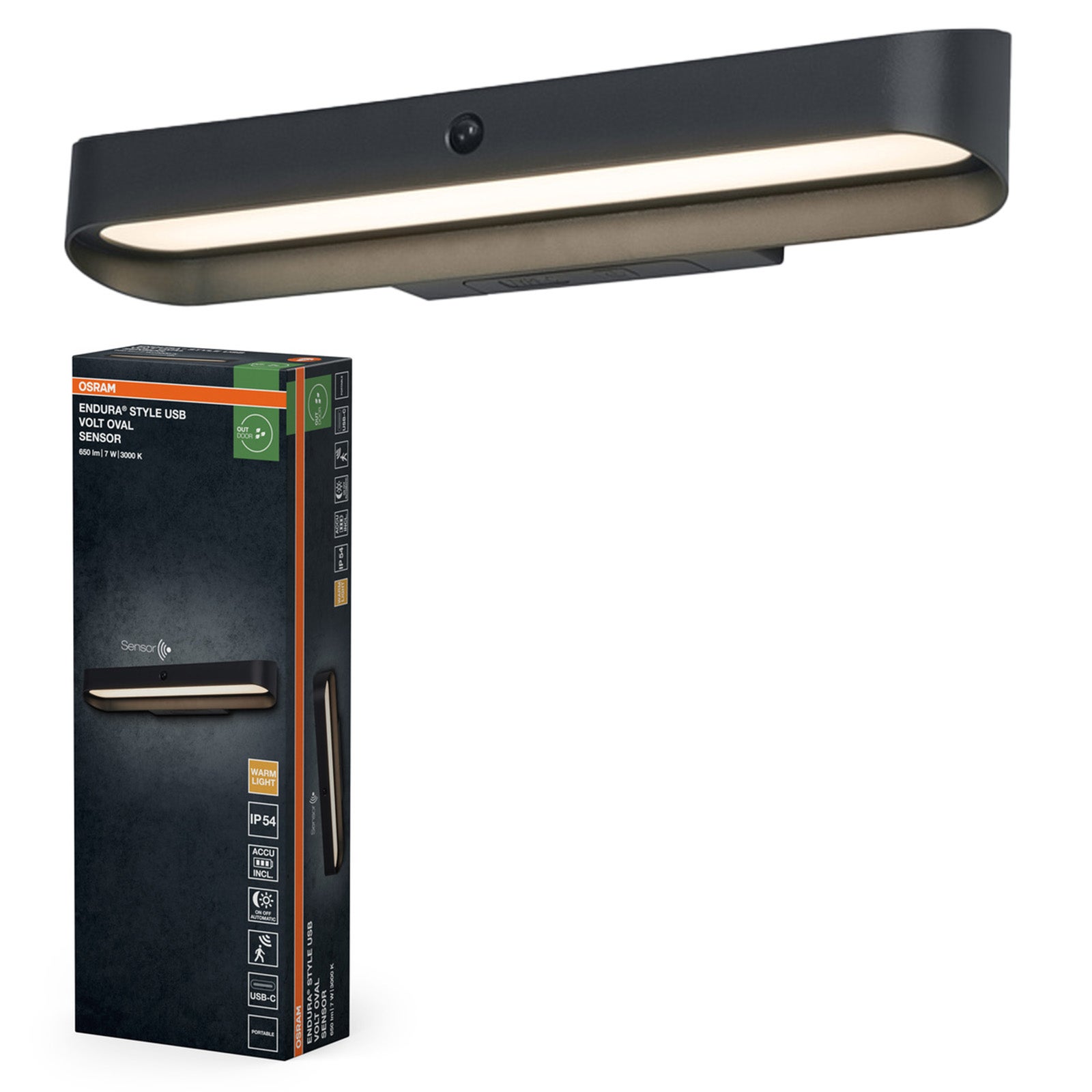 Kinkiet Ogrodowy Osram Lampa Elewacyjna Zewnętrzna LED z Czujnikiem Ruchu i Zmierzchu 7W 265lm 3000K Ciepła biel Ściemnialna Szary IP54 1 szt.