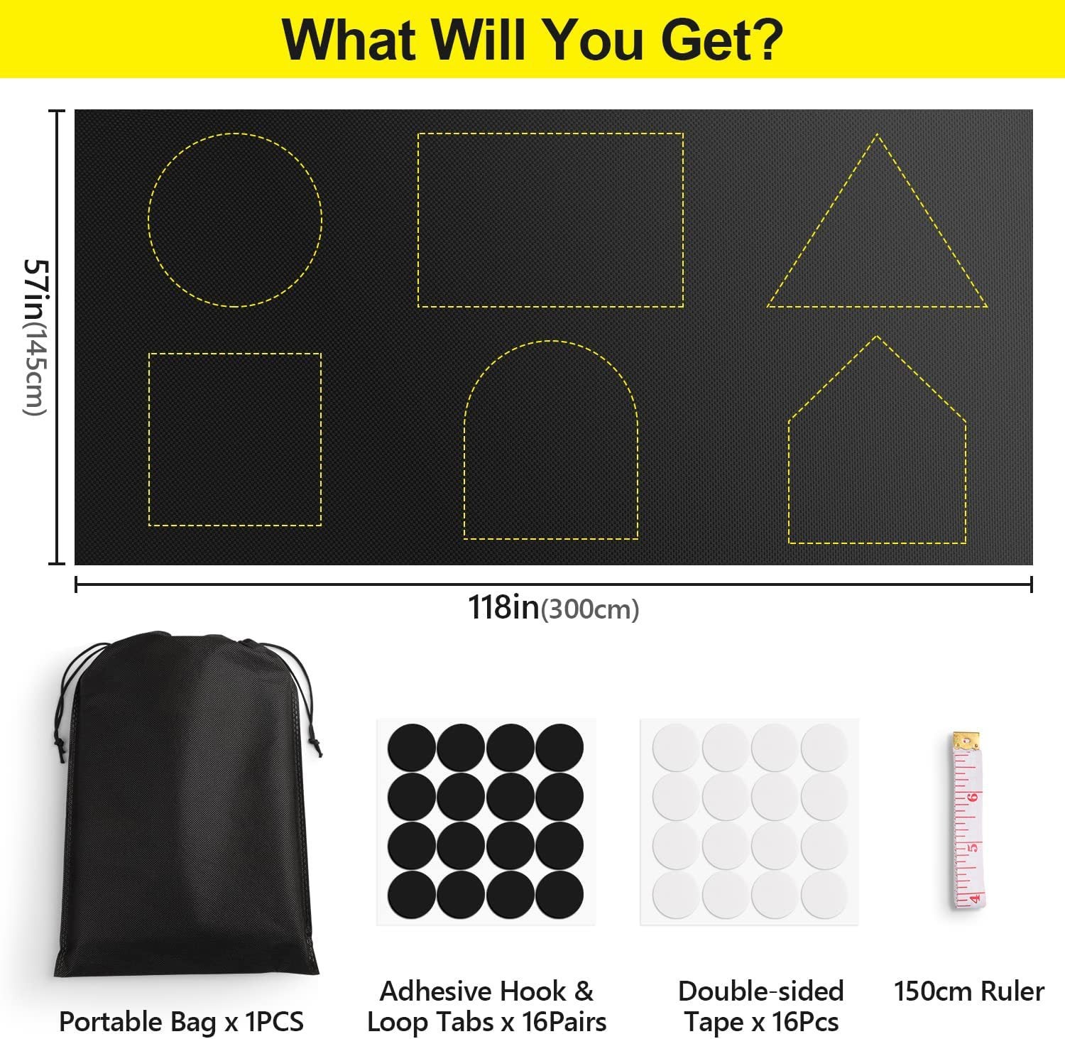 145 x 300 cm Rideaux occultants , sans perçage, tissu isolant occultant, adapté aux puits de lumière - film de fenêtre portable de protection solaire - 3