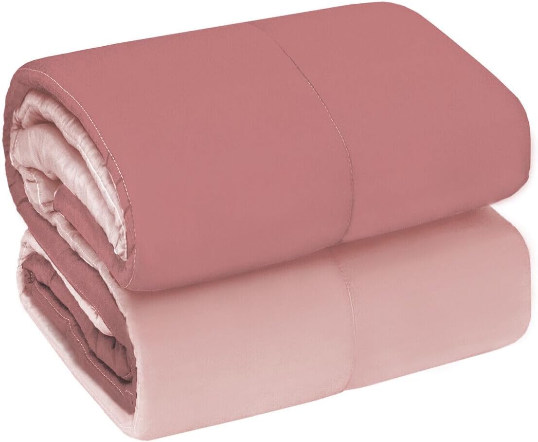 Colcha edredón nórdico de invierno doble cara 250 gr manta cálida cama matrimonial 2 plazas rosado