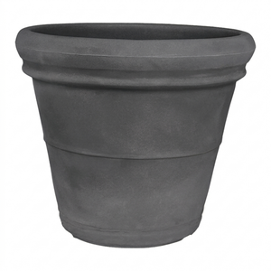 Set 2 Vasi Da Fiori Opachi In Plastica - Antracite 20cm Con Sottovaso - Resistenti UV
