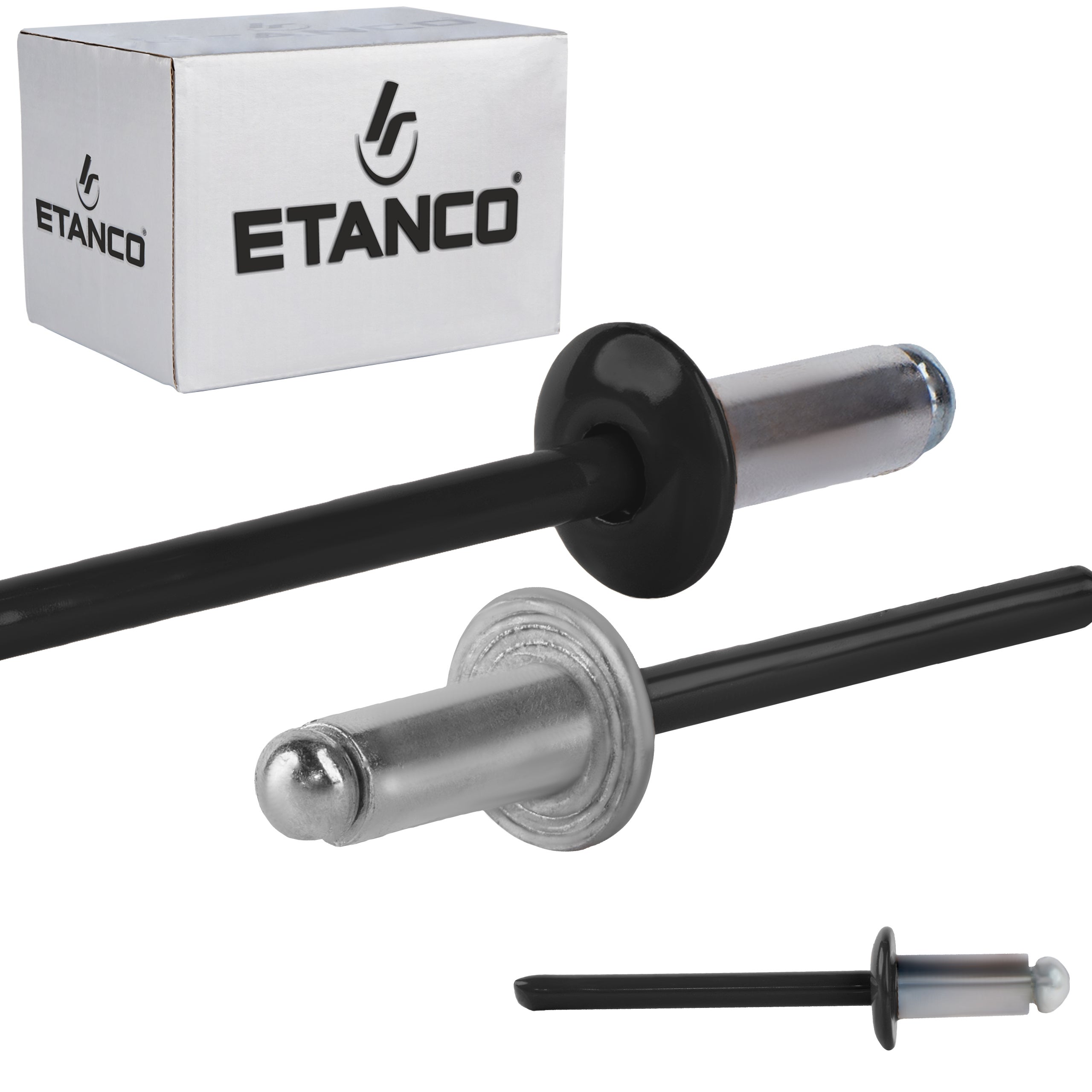 Nity otwarte aluminiowe Etanco Lakierowane RAL 9005 4,8x10 mm 500szt