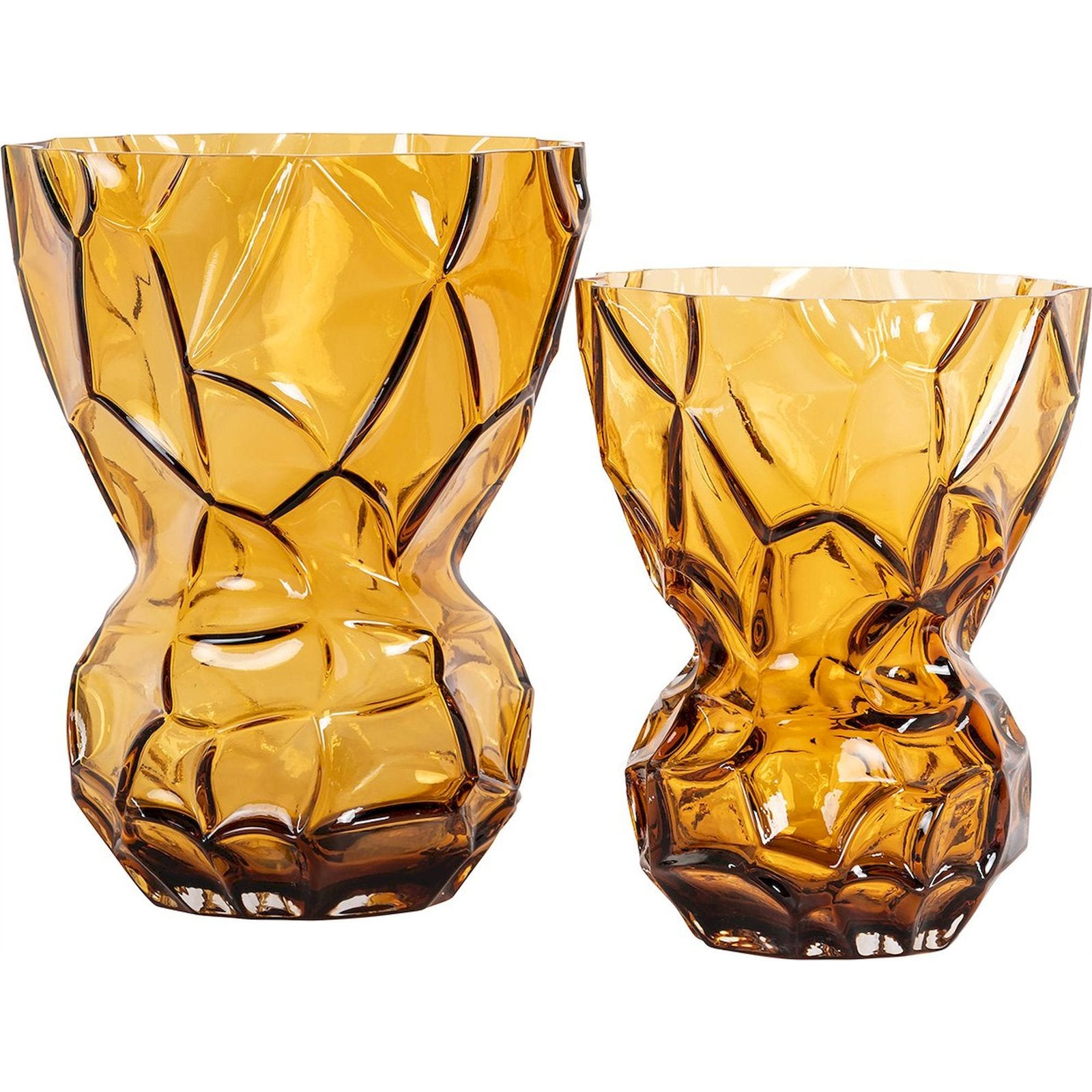 Vase décoratif ambré en verre soufflé style contemporain 20,00 x 20,00 x 25,00 cm ambre transparent - 3