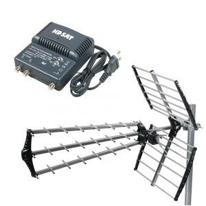 Kit Antenne TV TELEVES Ellipse UHF 148910 + Alimentation 579401 - Réception TNT Optimisée Canaux 21-60