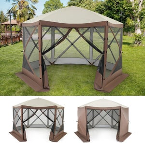 Tente à Bulles Pop-up GYMAX Pour 4-6 Personnes - 310x270x210 Cm - Toit Anti-Eau - Structure Hexagonale Stable