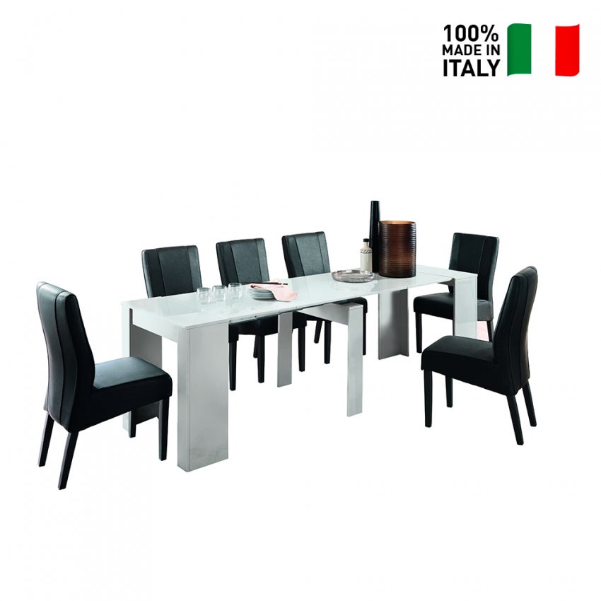 Table console extensible moderne pour salon et salle à manger blanc ...