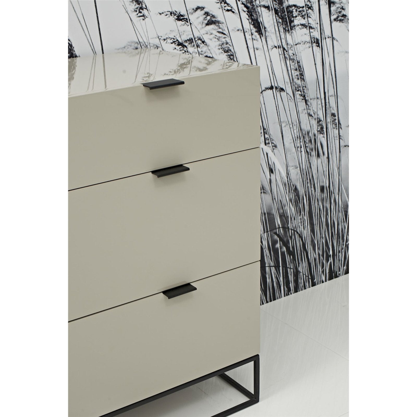 Commode laqué structure acier noir 80 x 45 x 80 cm Gris perle - 3