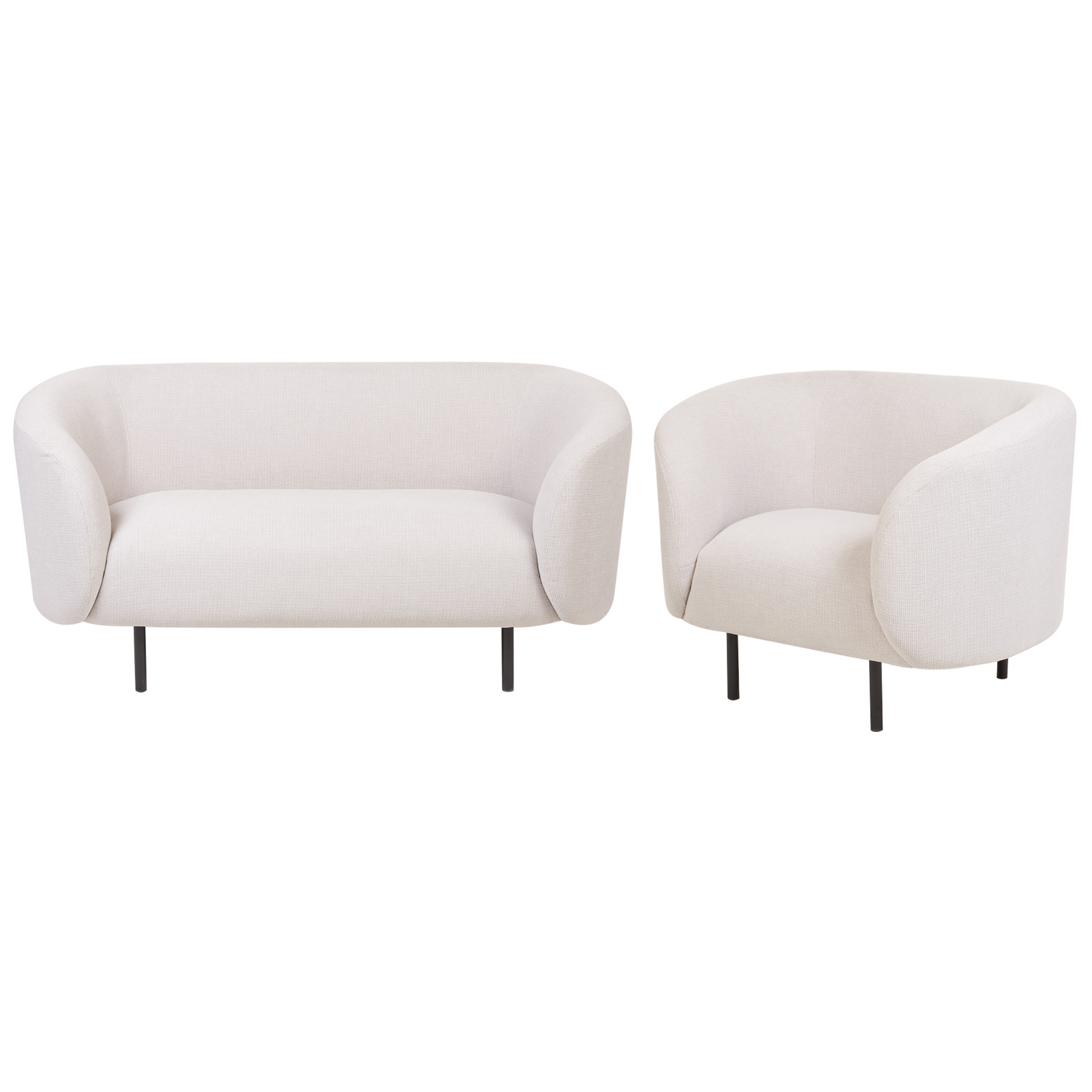 Beliani conjunto de sala de estar 3 plazas de poliéster beige/negro loen