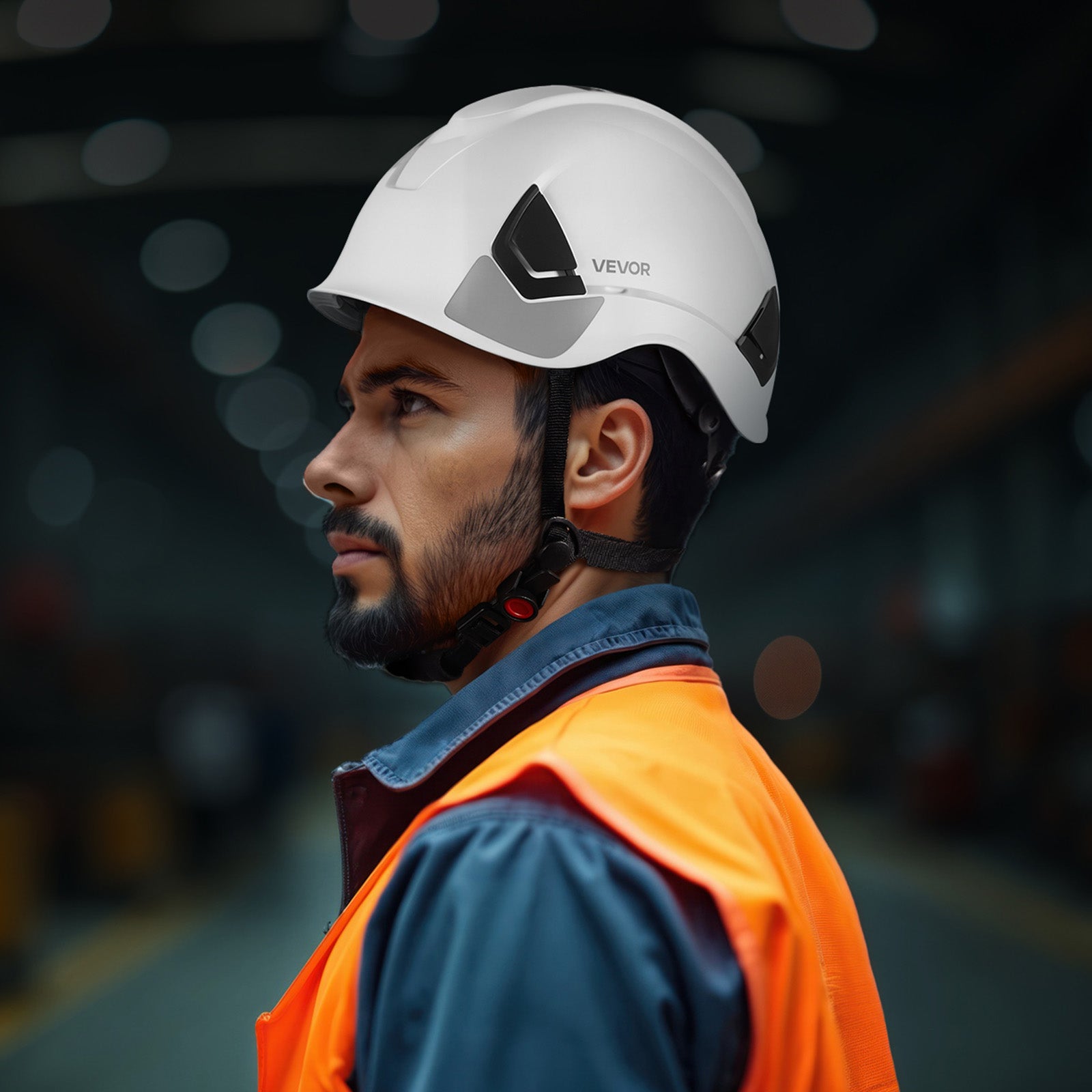 Casque de sécurité pour chantier,VEVOR certifié ANSI/ISEA Z89.1,ABS,suspension à cliquet 6 points,réglable et ventilé,pour hommes et femmes - 8