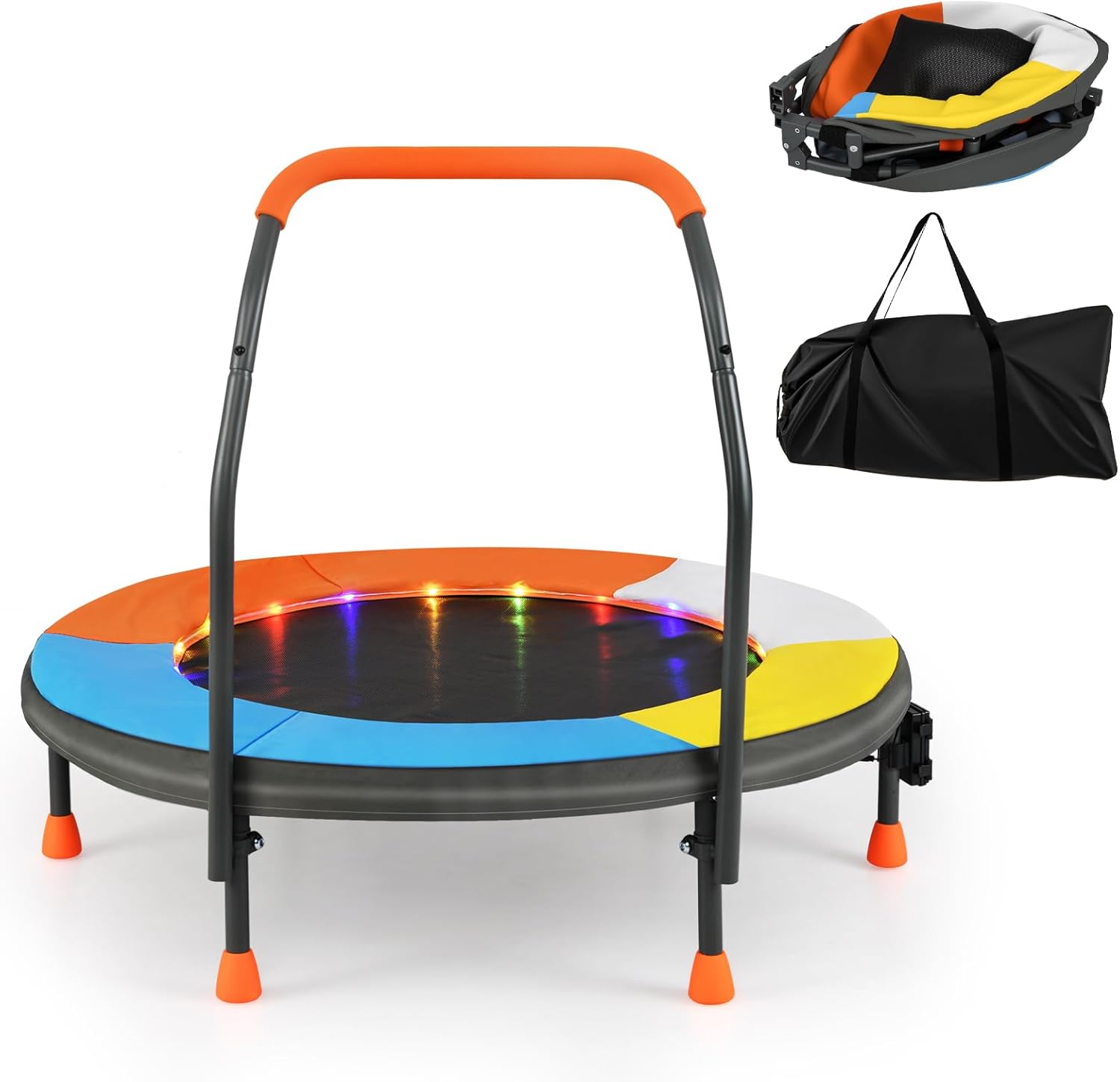 Mini Cama Elástica Plegable con 20 Luces Ajustables y 20 Bandas ...