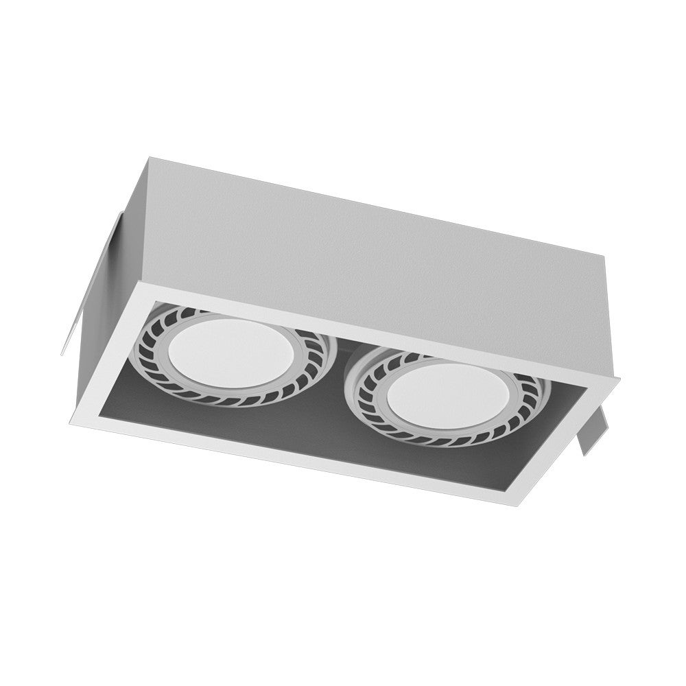 Oprawa sufitowa wpuszczana oczko Cage biała 2xGU10x18W prostokątna IP20 wym: 8,5 x 25,8 x 13,6 cm metal Brosline