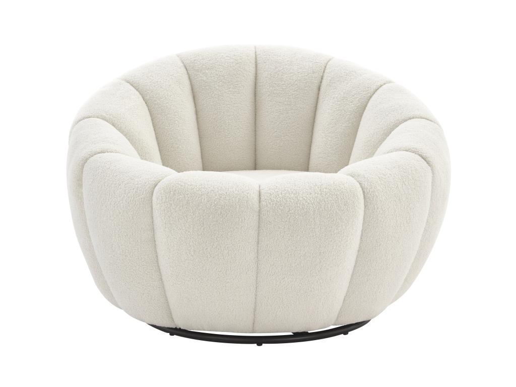 Fauteuil coquillage pivotant en tissu bouclette blanc COSSATO - 3