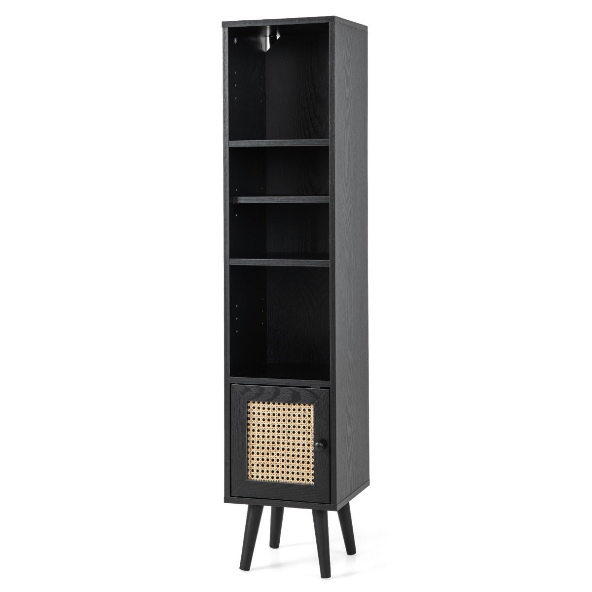COSTWAY Libreria In Legno Con Cassetto, Scaffale Di Stoccaggio A 4 Livelli, Scaffale Espositivo Per Casa Studio E Soggiorno 60 X 38 X 120 Cm Nero 87926090