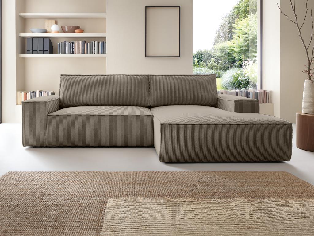 Sofá rinconera derecho de pana color topo AMELIA | Leroy Merlin
