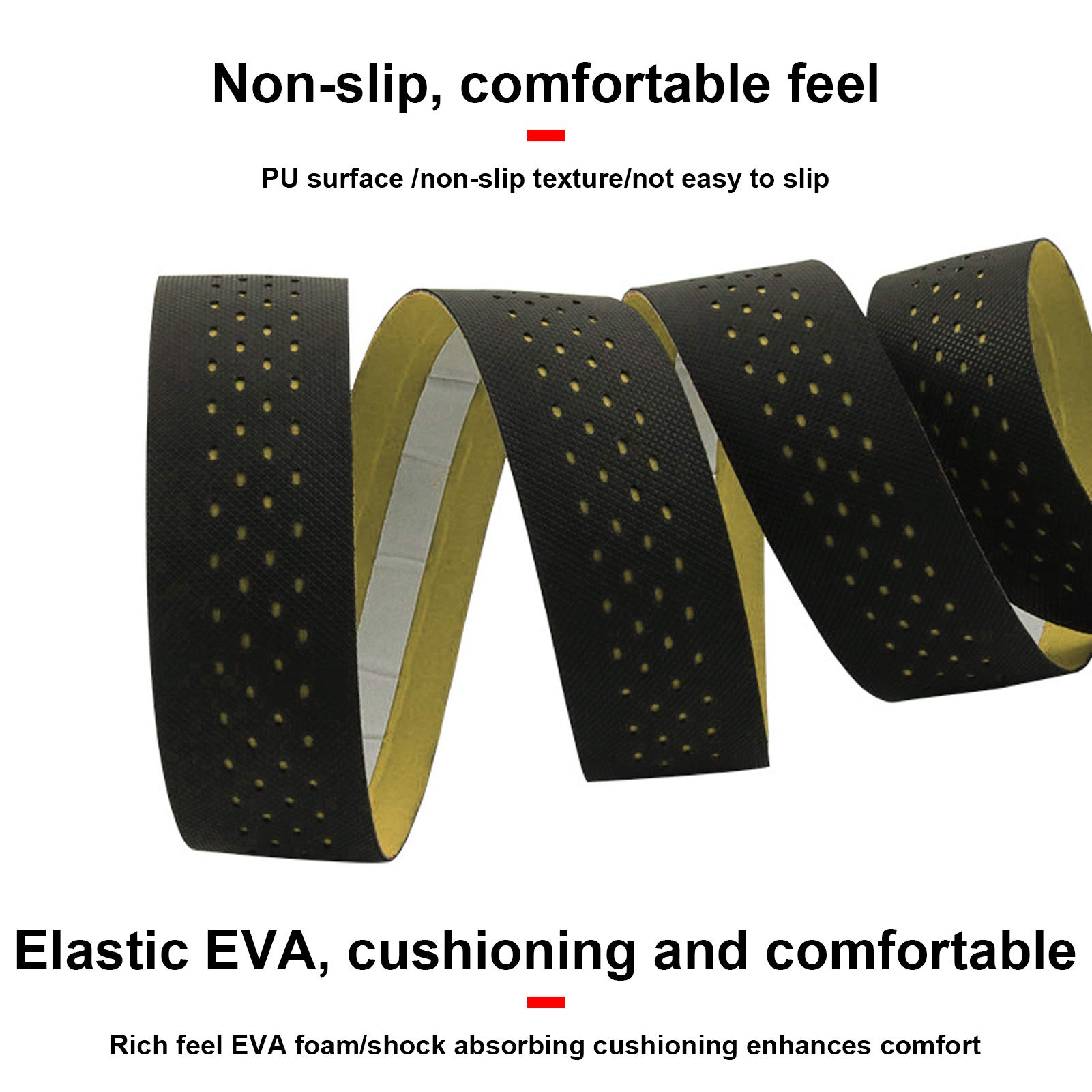 1 paire de rubans de guidon de vélo de route avec texture antidérapante, accessoire de cyclisme (noir et jaune) - 6