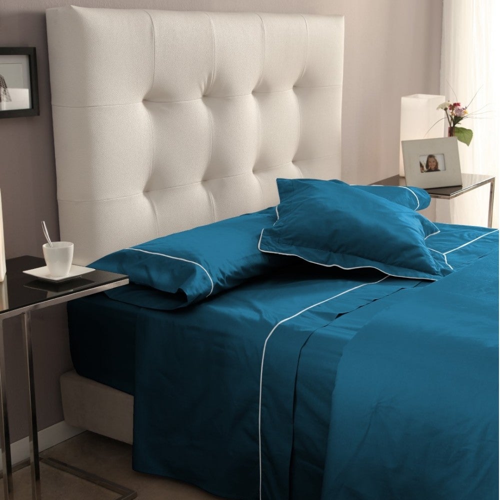 Nalui Sábana Encimera Cama 135/140 azul 100% Algodón 180 Hilos, Suave, Fresca, Transpirable, Lavable a 30ºC - 2