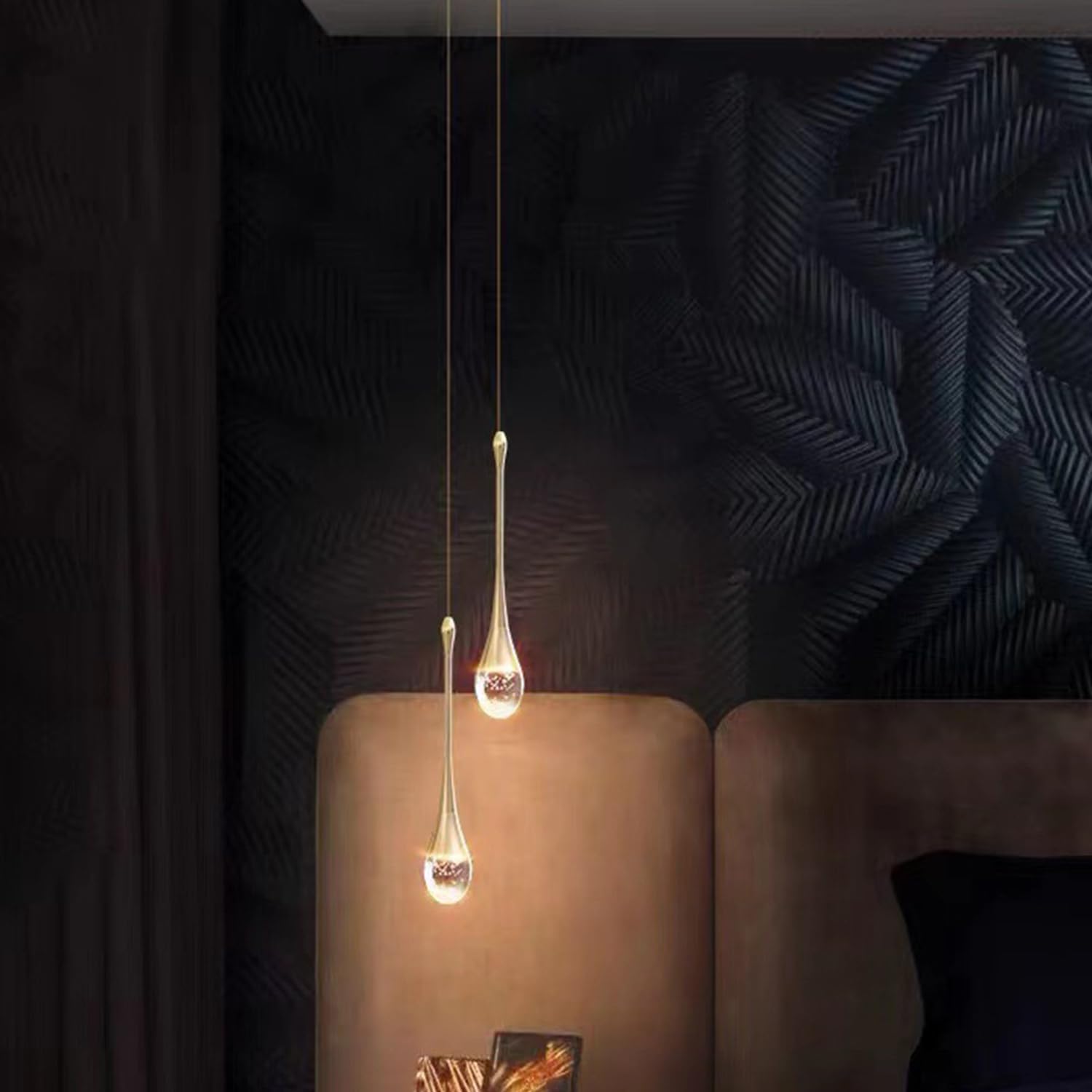 Lustre LED 5W Créatif Suspension Luminaire Moderne en forme de goutte d'eau, Plafonnier en Cristal Lampe Suspendue pour Salon Restaurant Escalier - 2