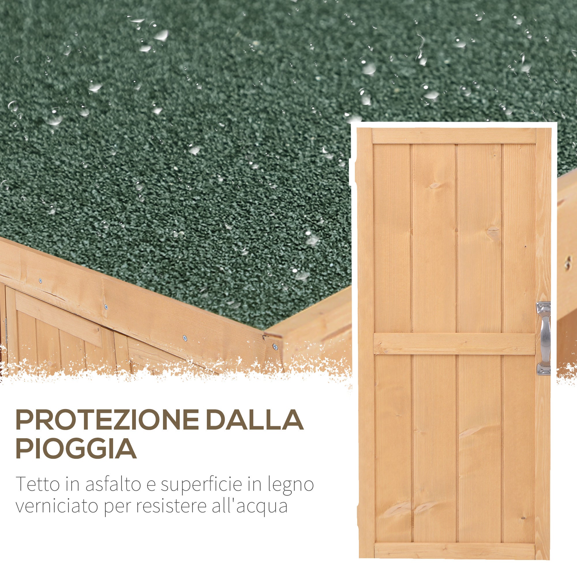 Outsunny Armadio Da Esterno Ripostiglio Da Giardino A 2 Ripiani Porta Attrezzi Con 2 Ante Legno 74 × 43 × 88cm - 6