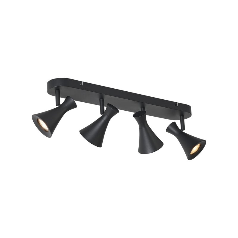 Nowoczesny reflektor sufitowy czarny 4-punktowy obrotowy i przechylny - Triangle