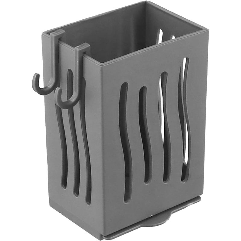 Uchwyt ścienny na przybory kuchenne z ociekaczem – pojemnik do przechowywania sztućców, łyżek, widelców i szczotek – tworzywo ABS (szary)