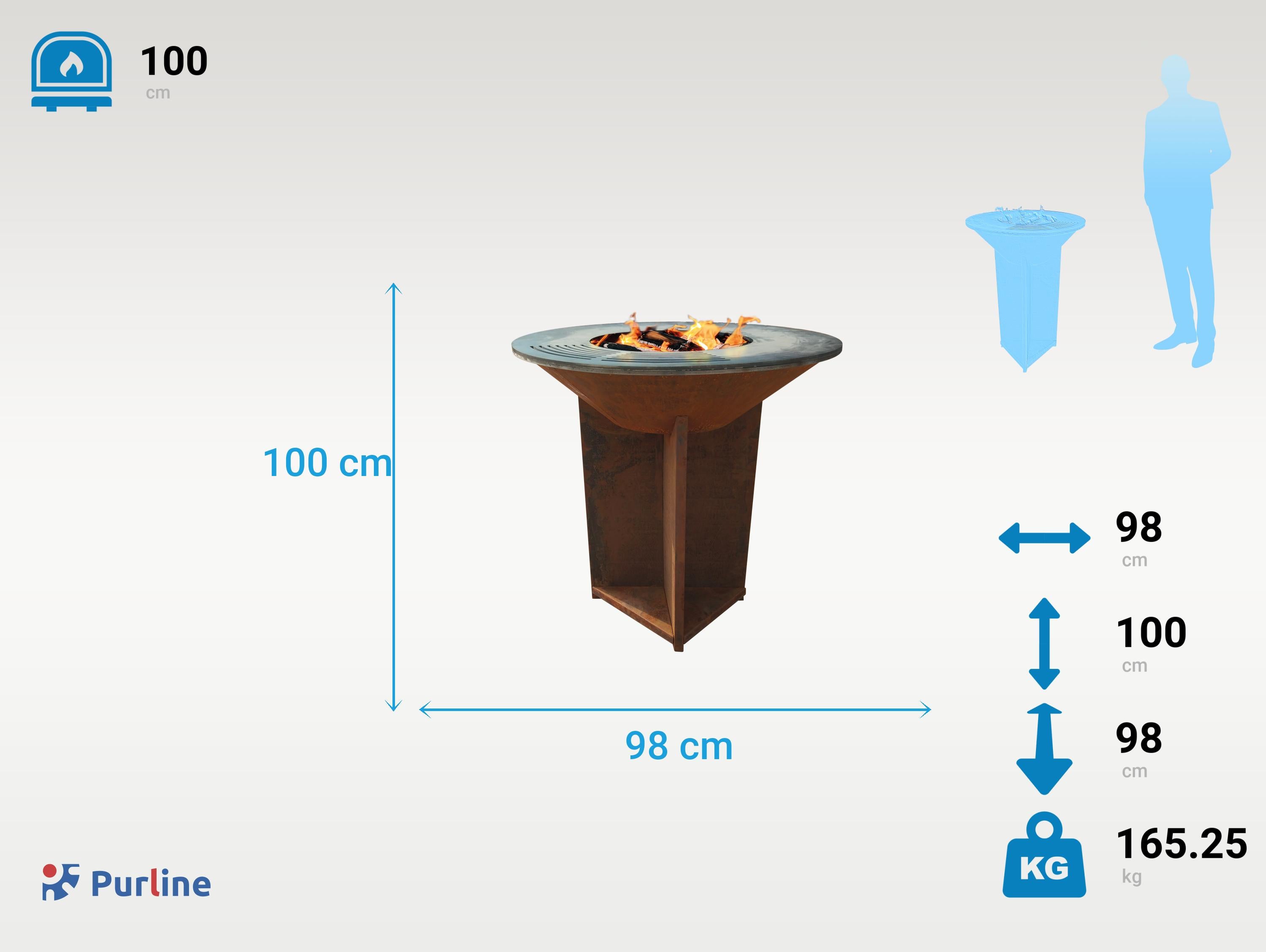 Barbecue brasero avec plaque d'acier de 100 cm - 3