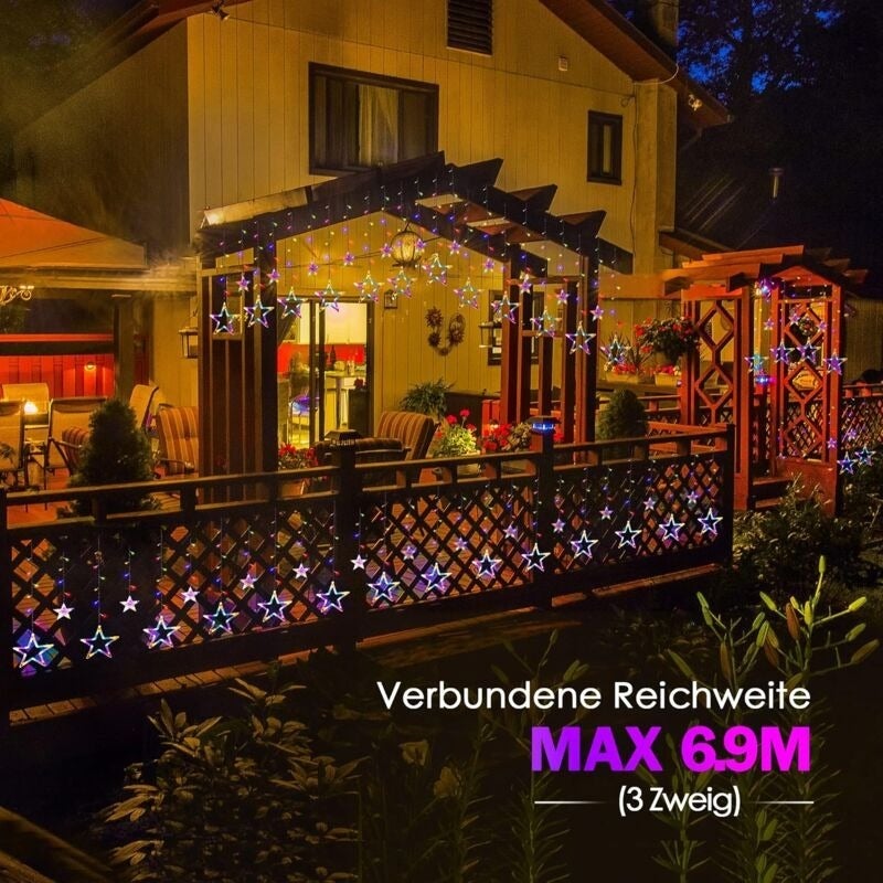 Guirlande lumineuse étoilée, rideau lumineux étoilé de 3,5 m, 8 modes d'éclairage, guirlande lumineuse étanche pour balcon - 5