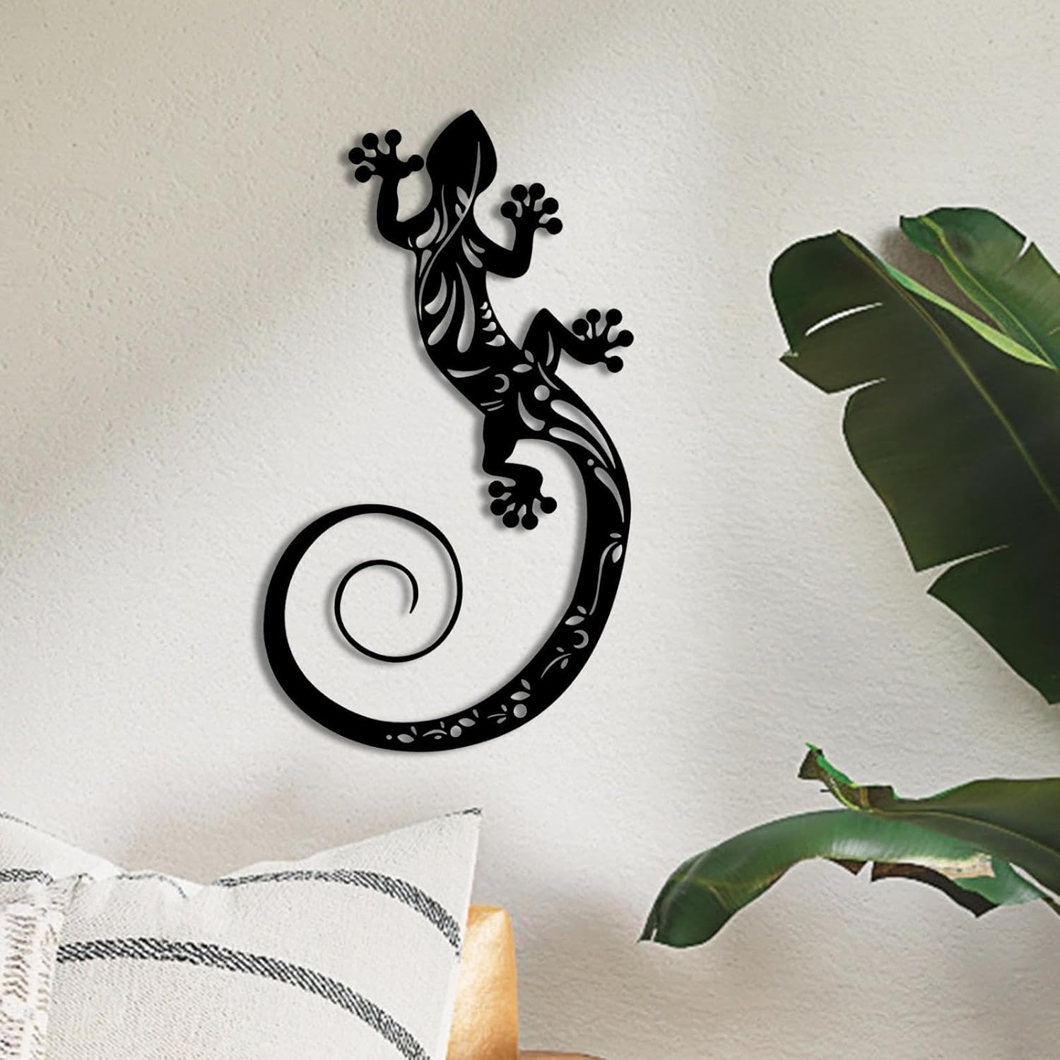 Métal Gecko Décoration Murale, Lézard En Métal Décoration Murale, Salamandre Murale Exterieur Sculpture, Decoration Murale Metal Lézard - 5