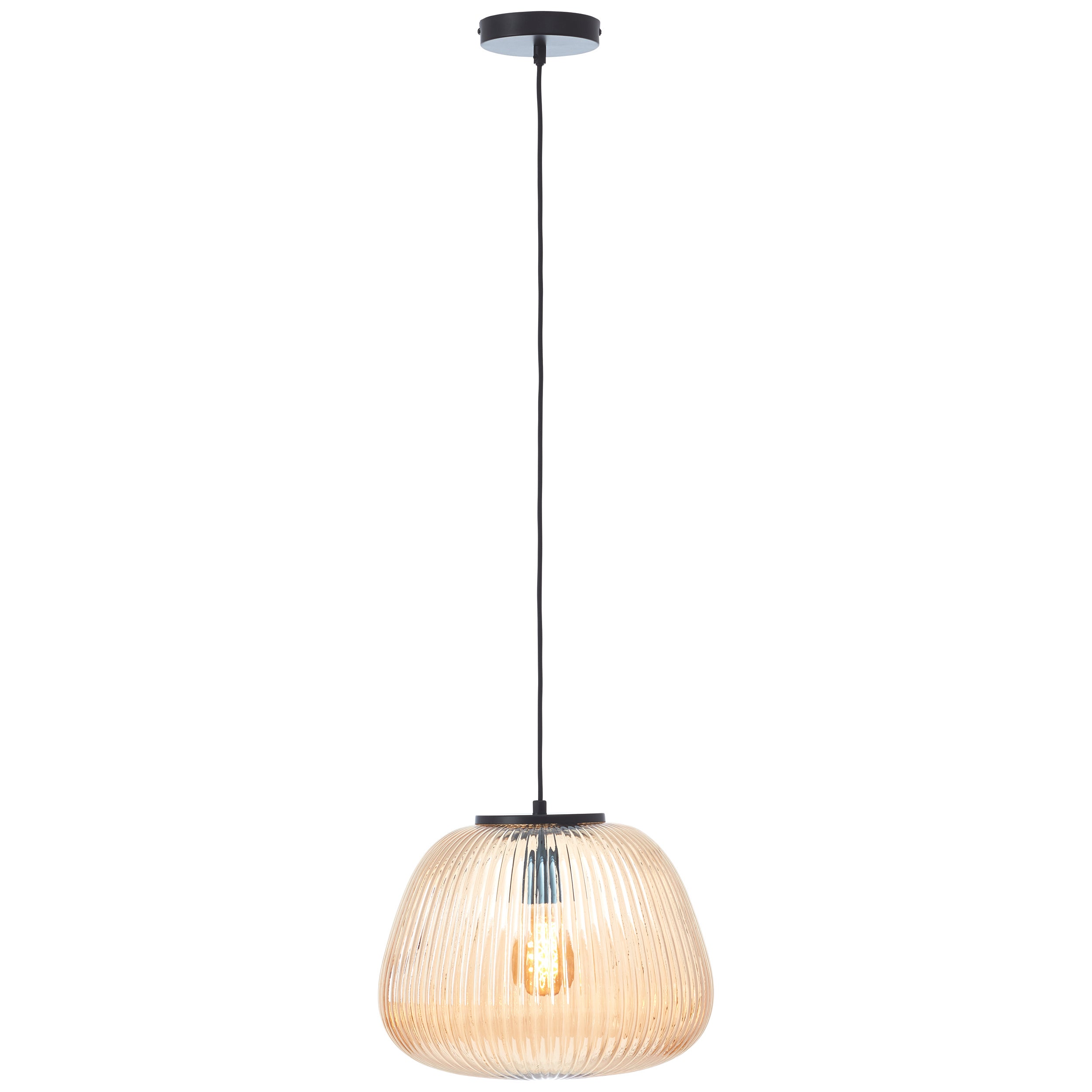 Brilliant Lampa wisząca Kaizen 35cm bursztyn/czarny plastik matowy brąz 1x A60, E27, 40 W