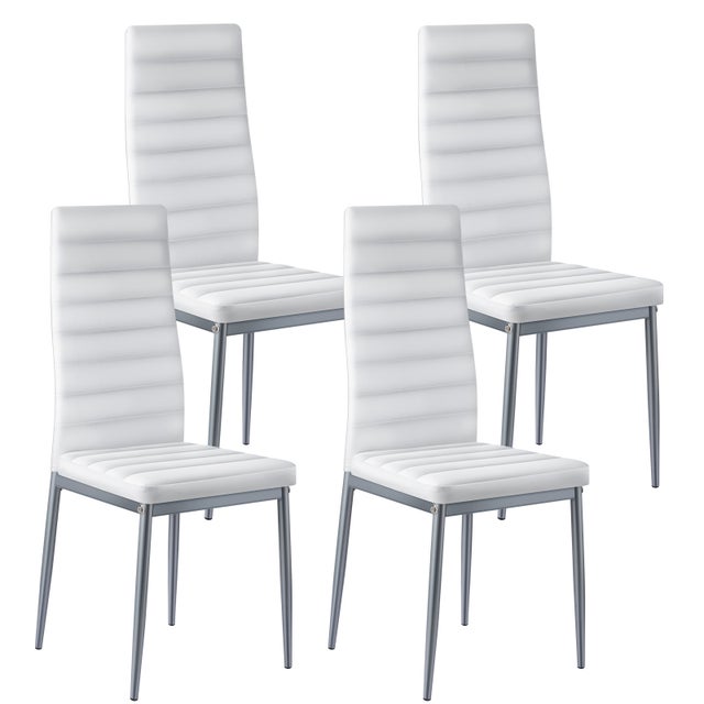 Sillas de comedor modernas,juego de VEVOR 4 sillas de cocina de cuero,con respaldo,cojines y patas gruesas,para mesa de comedor,color blanco