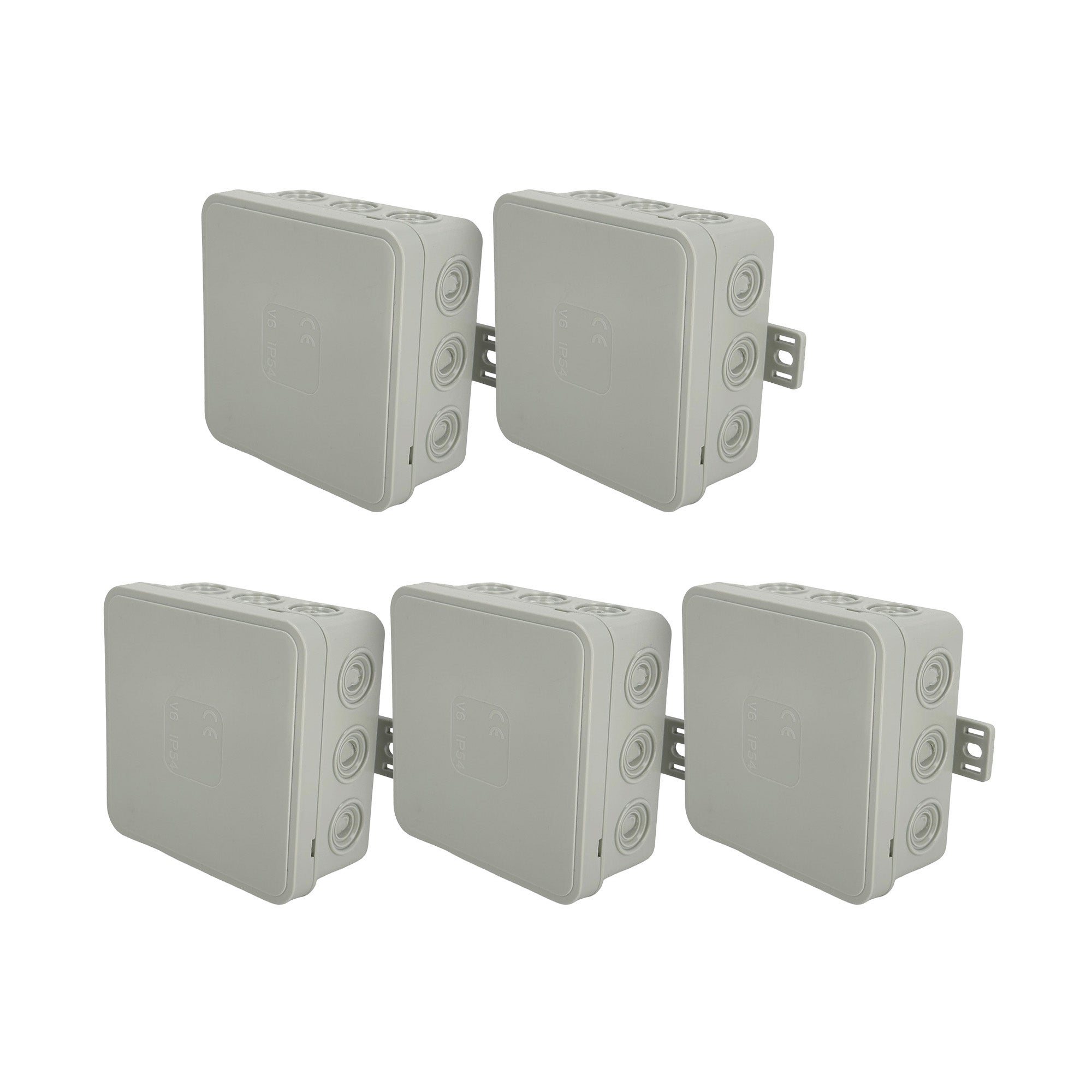 Puszka natynkowa hermetyczna elastyczna 85x85x41mm 12-wlotowa, zamknięcie "na klik" IP54 szara EDO 5szt.