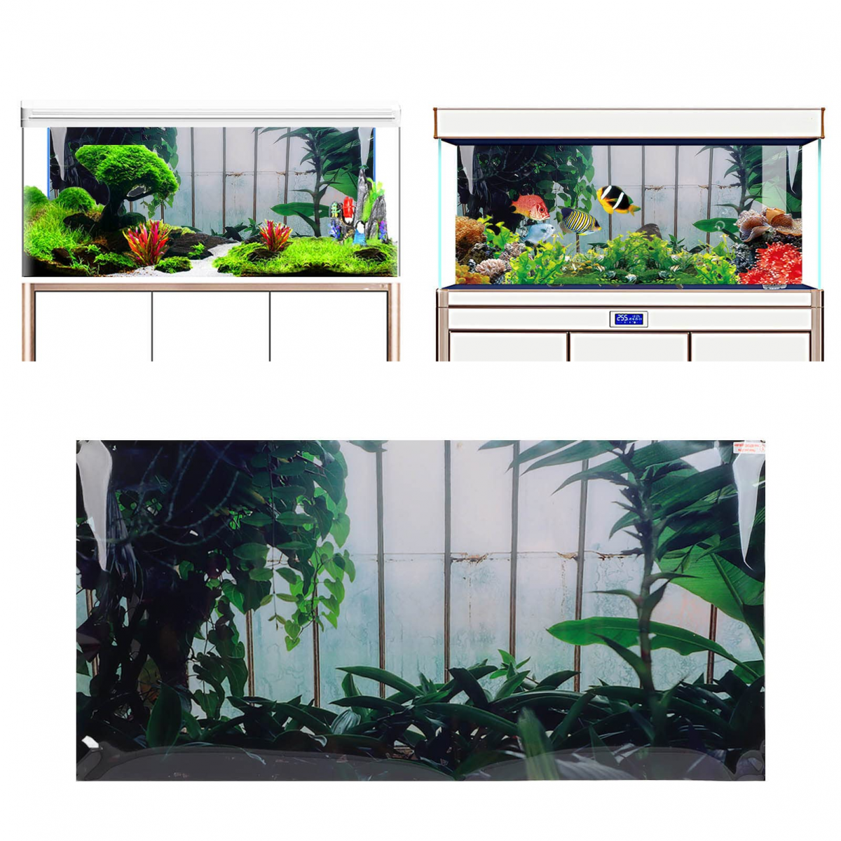 Decoração de fundo de aquário PVC autoadesivo 3D adesivo de papel de parede para tanque de peixes tóxicos (6 - 3