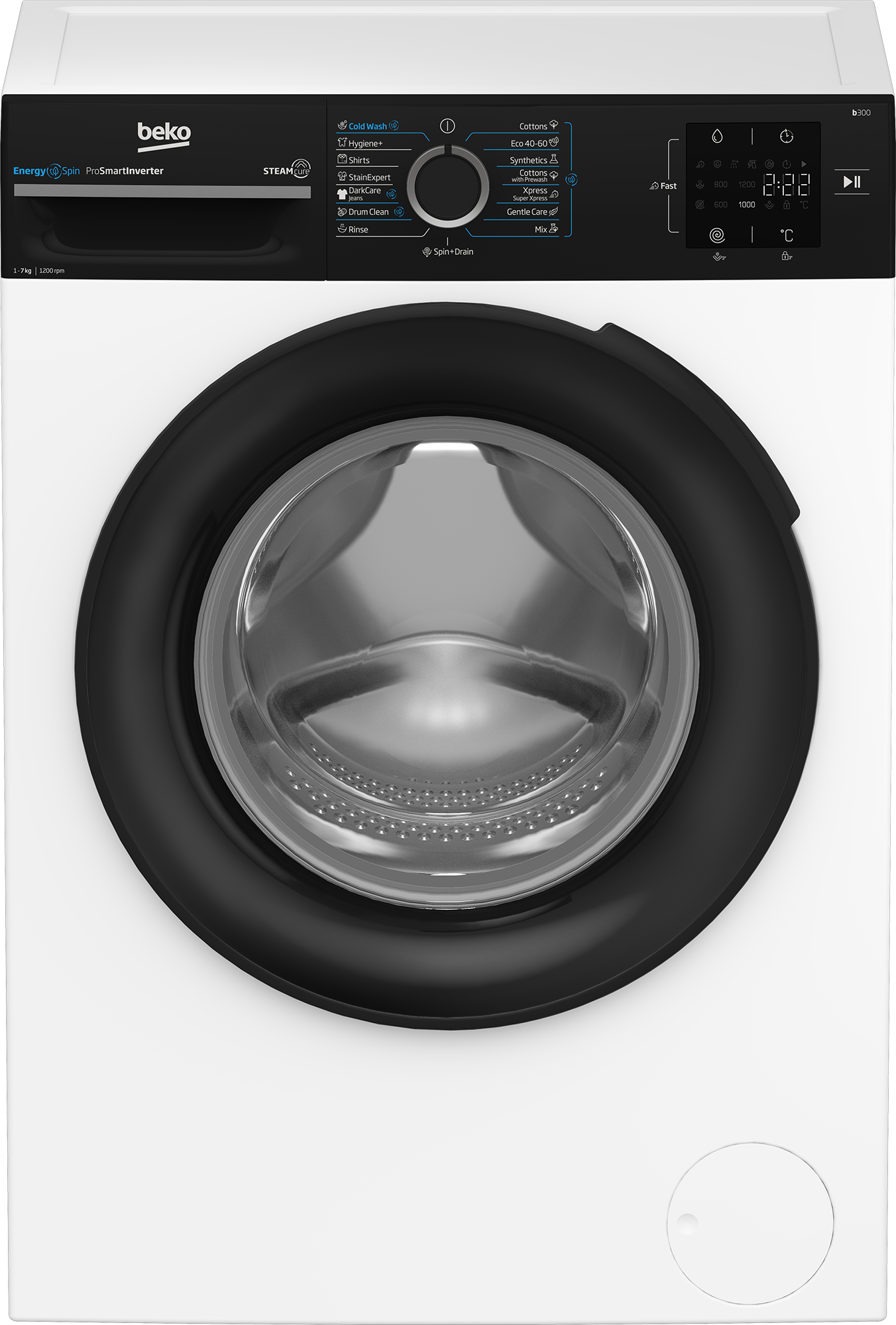 Masina de spalat rufe Beko BM3WFU37213WBPB | 7kg, 1200rpm, Clasa A, SteamCure, Alb, 60x49.6x84.5cm