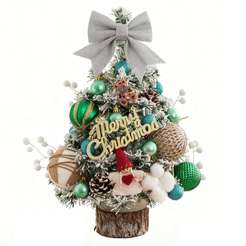 Mini Sapin De Noël Bleu 45CM Lumineux - Arbre Artificiel De Table Avec Étoile, Cadeaux Et Boules