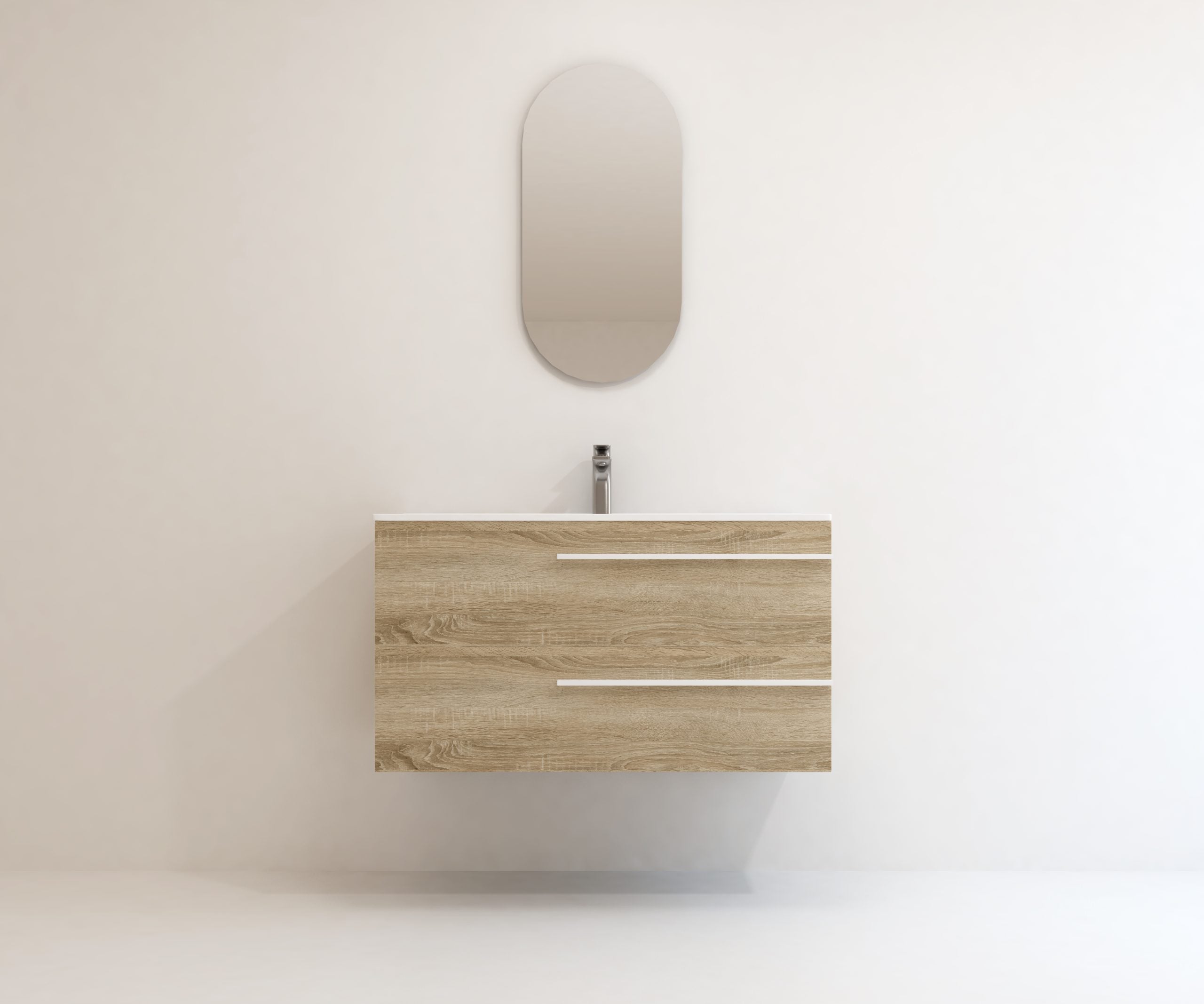 Ensemble de meubles de salle de bain Mapau CURIE, deux tiroirs, chêne Bardolino, 100 cm + vasque + miroir Capsule - 4