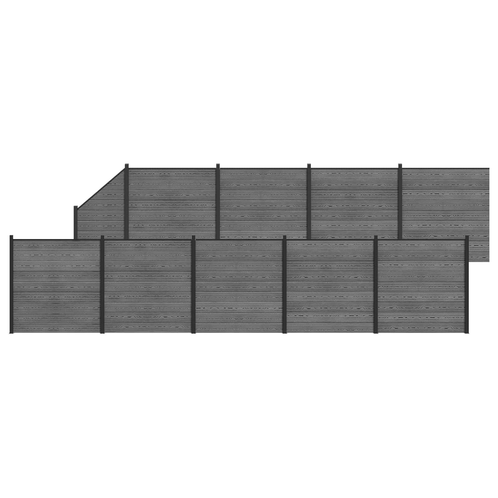 Clôture 10 pièces, 1657 x 186 cm, WPC et aluminium, grise - 2