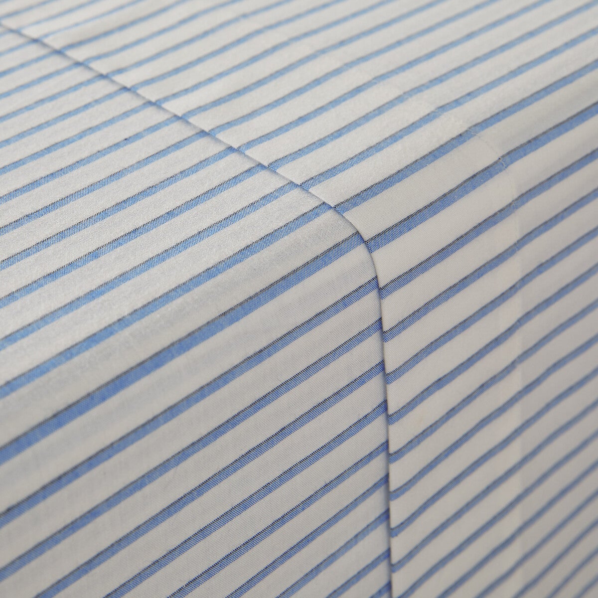 Drap plat en percale de coton, Edward - Rayé bleu - 180 x 290 cm - 3