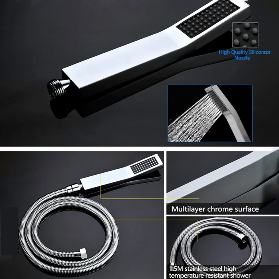 🚿 Ciel de pluie LED, composition de douche Tiro chrome 800 x 600 mm - 8