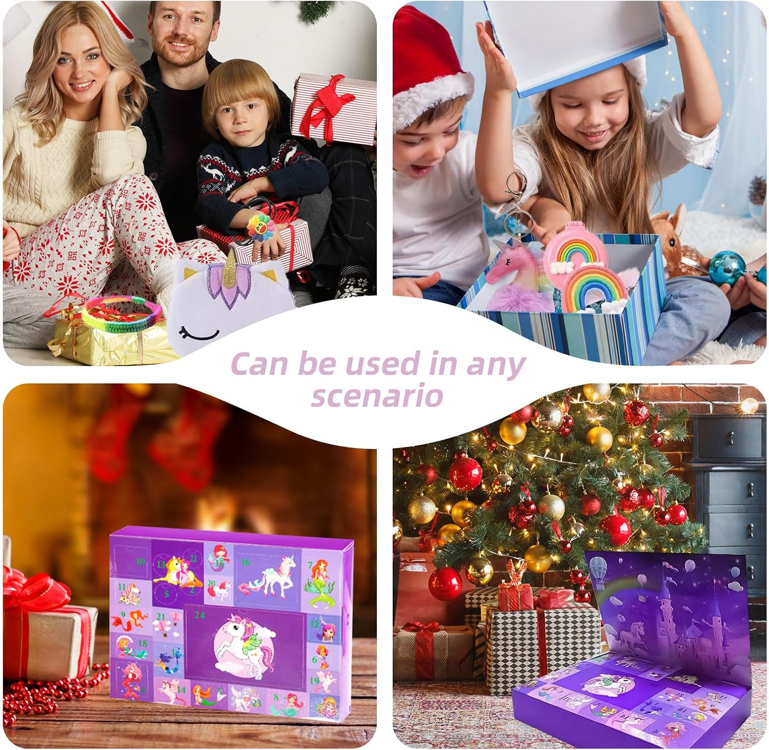 Kalendarz adwentowy na Boże Narodzenie, 24-dniowe odliczanie z dodatkami w kształcie jednorożca, świąteczny prezent-niespodzianka (24 sztuki) - 5